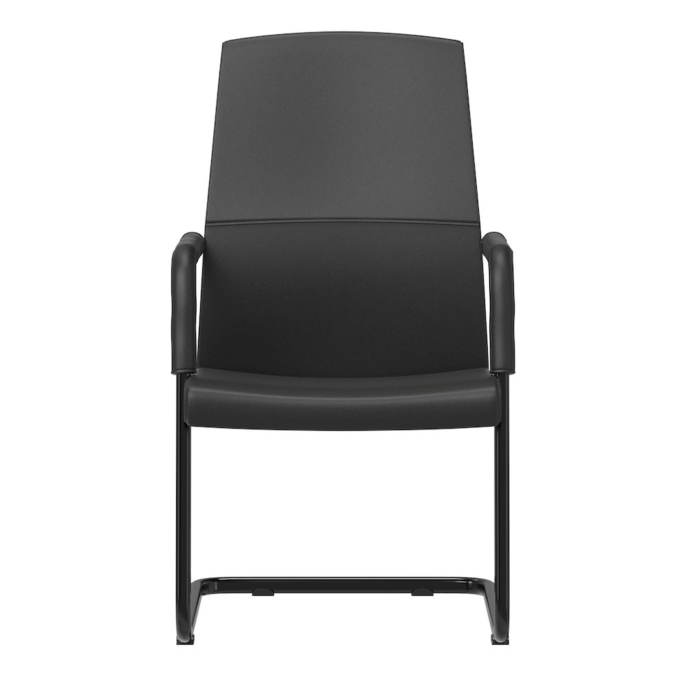 Evander Office Guest Chair in Black Leather. Picture 16