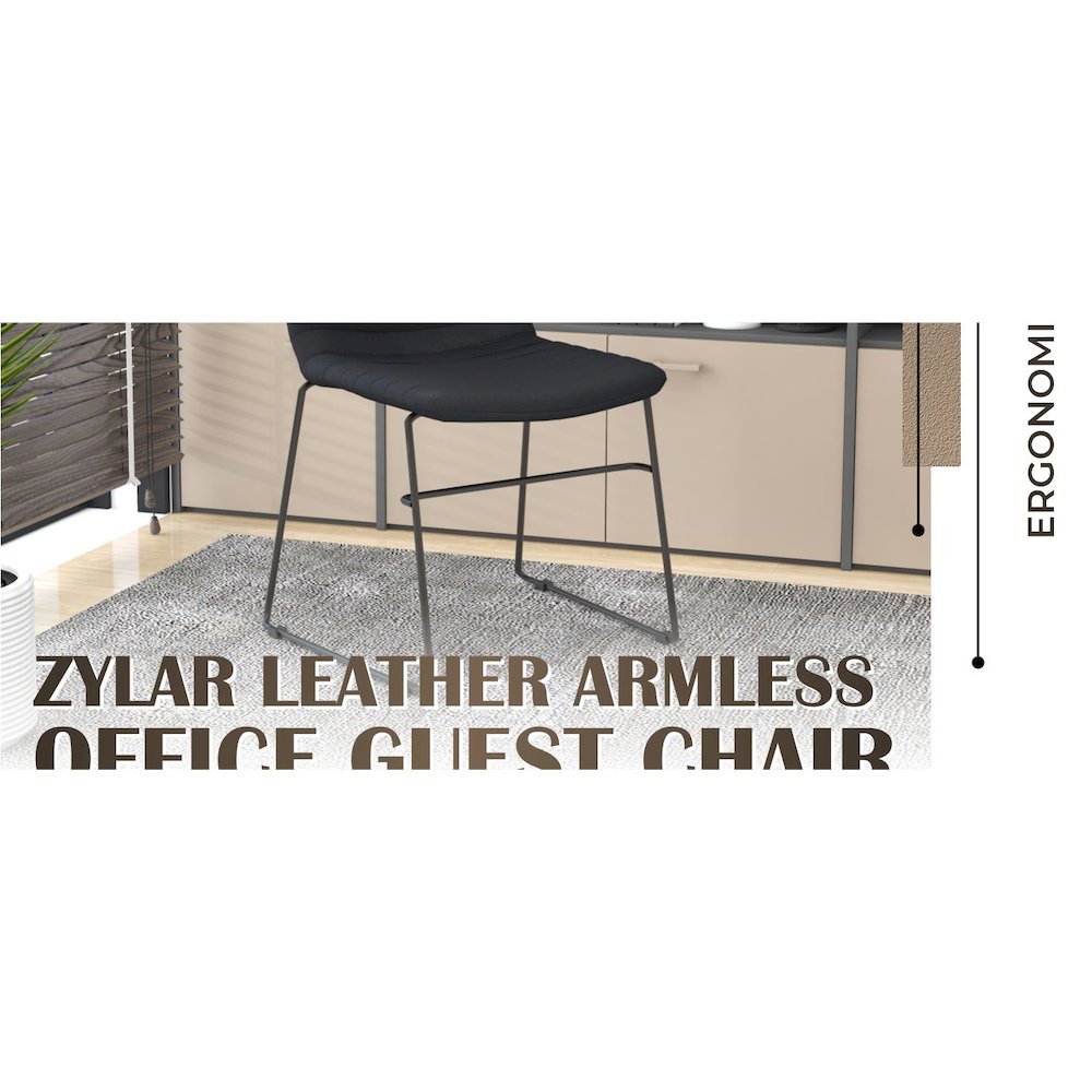Zylar Series Office Guest Chair in Black Leather. Picture 33