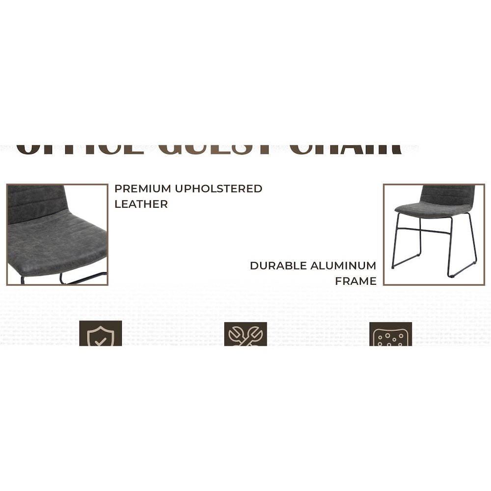 Zylar Series Office Guest Chair in Charcoal Leather. Picture 29