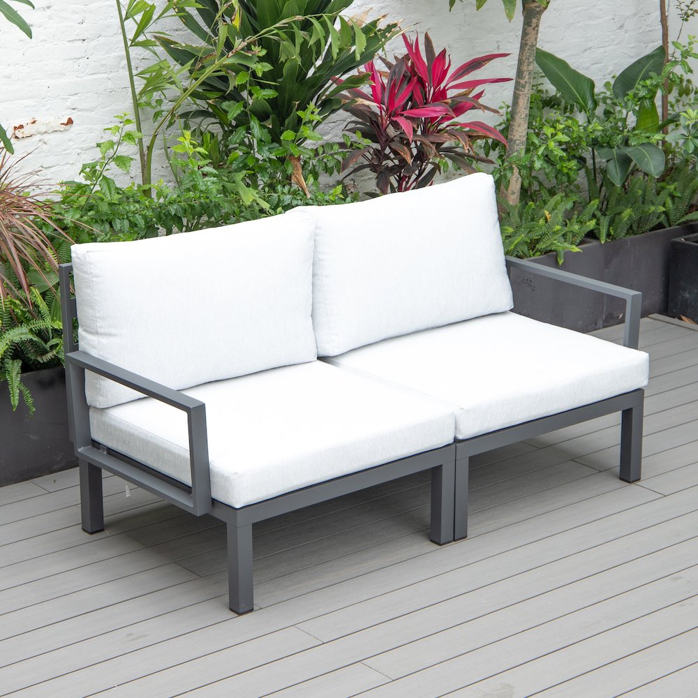 Hamilton Aluminum Patio Armchairs With Cushions Set of 2 in Light Grey. Picture 3