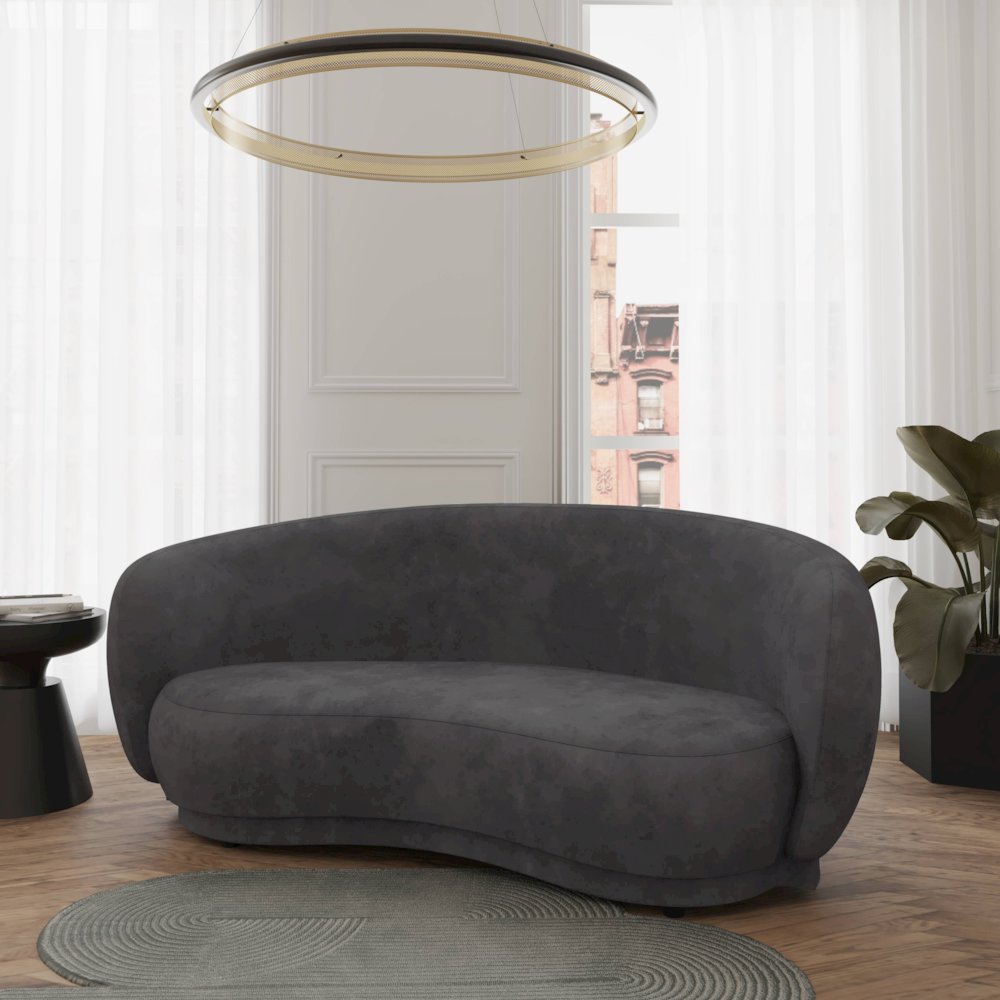 Faze Collection Modern Three Seater Sofa in Light Grey Velvet. Picture 8