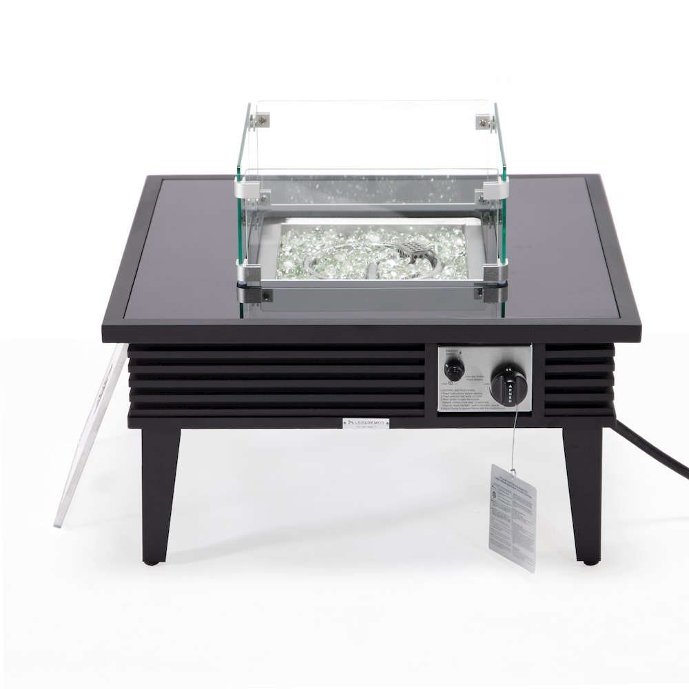 Walbrooke Outdoor Patio Aluminum Square Slats Design Fire Pit Side Table. Picture 2