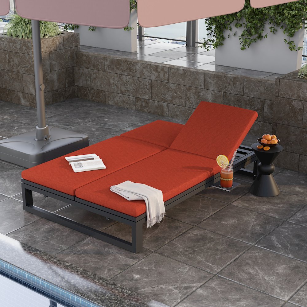 Chelsea Convertible Lounge Reclining Double Chaise With Cushions. Picture 6