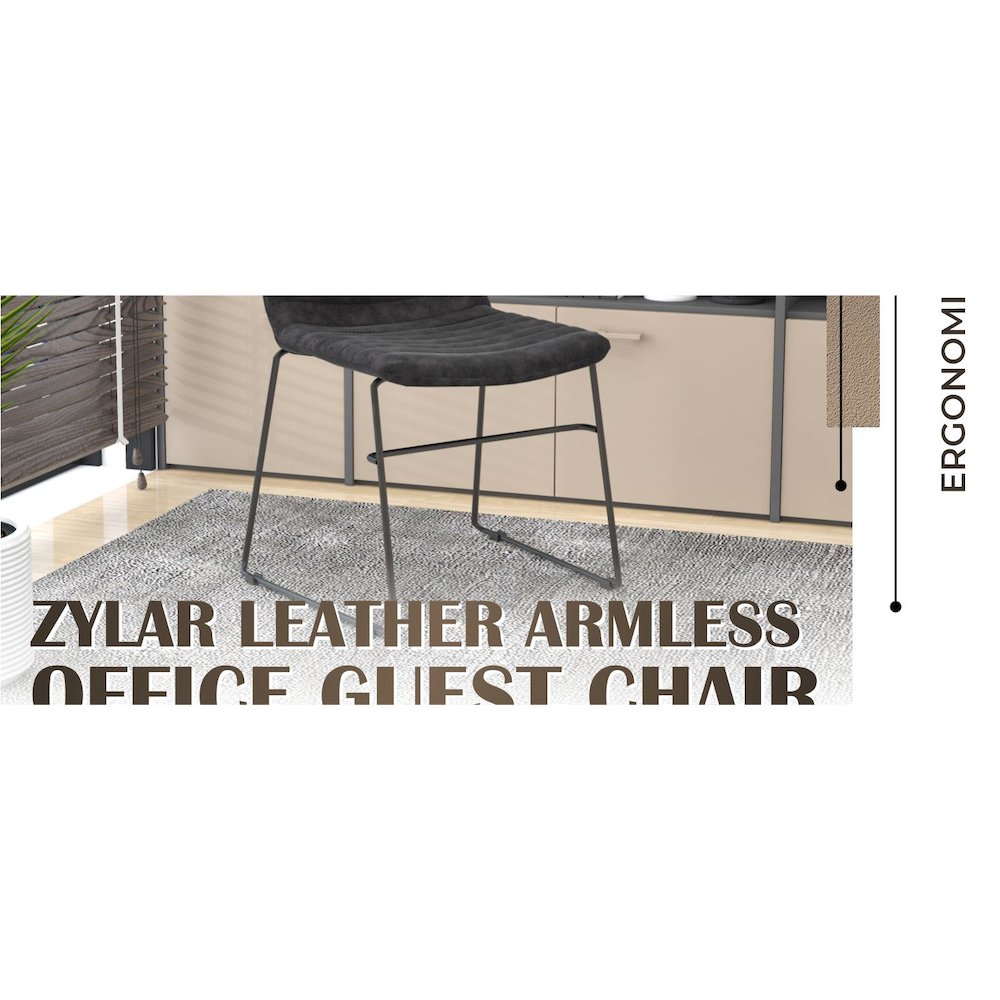 Zylar Series Office Guest Chair in Charcoal Leather. Picture 31