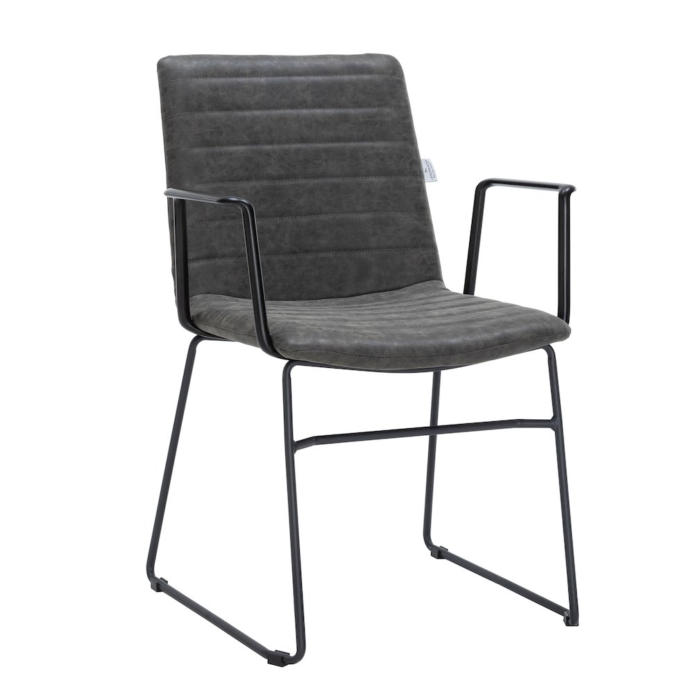 Zylar Series Office Guest Arm Chair in Charcoal Leather. Picture 3