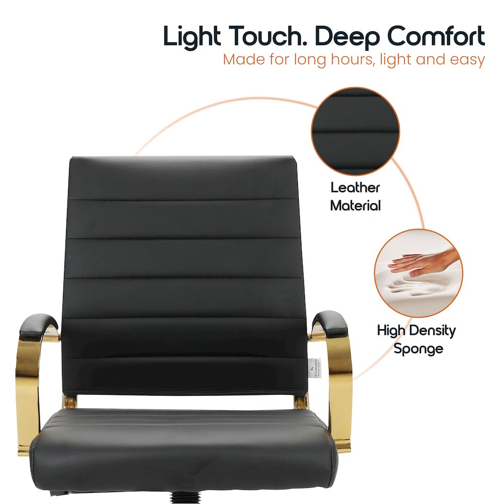 Benmar Home Leather Office Chair With Gold Frame. Picture 7