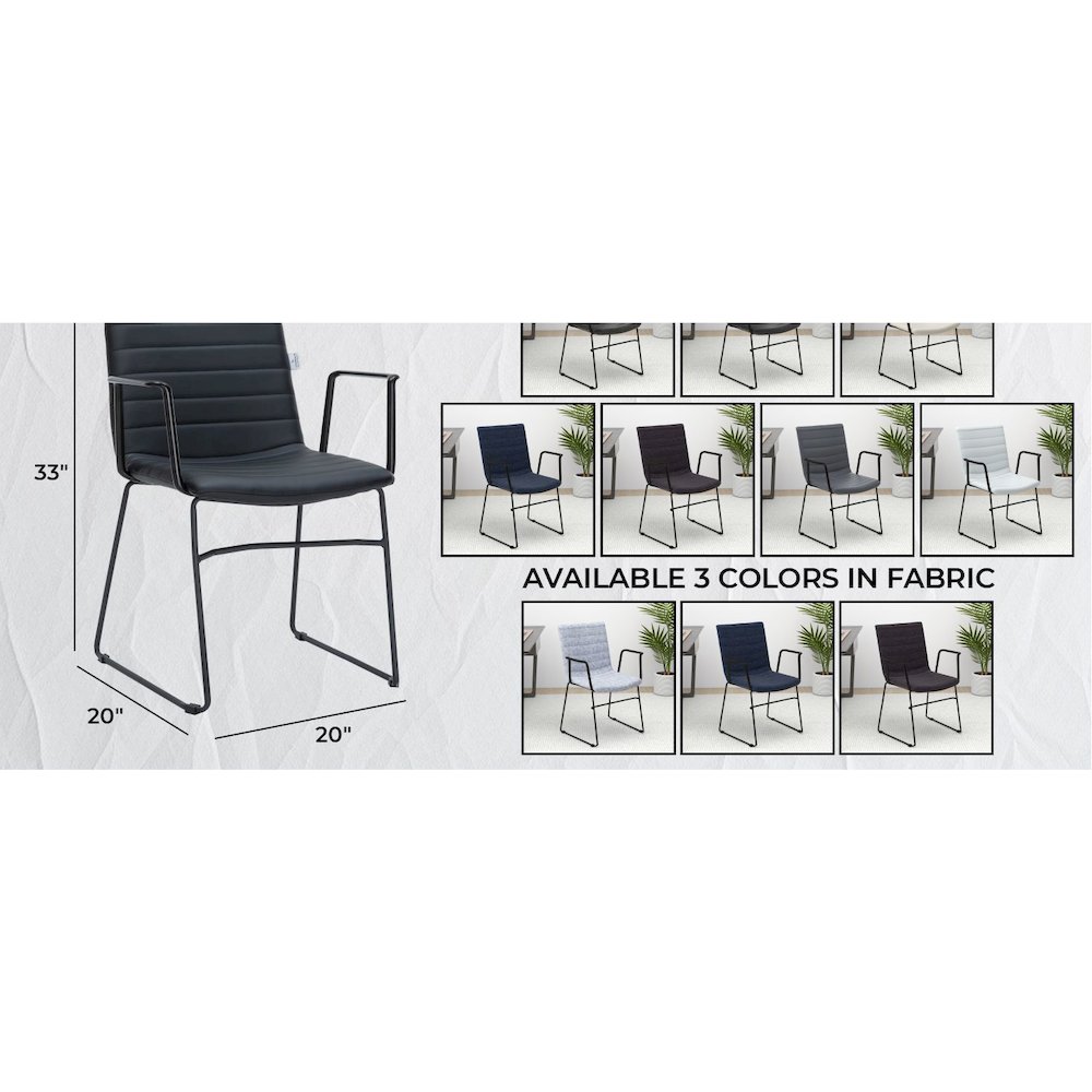 Zylar Series Office Guest Arm Chair in Black Leather. Picture 21
