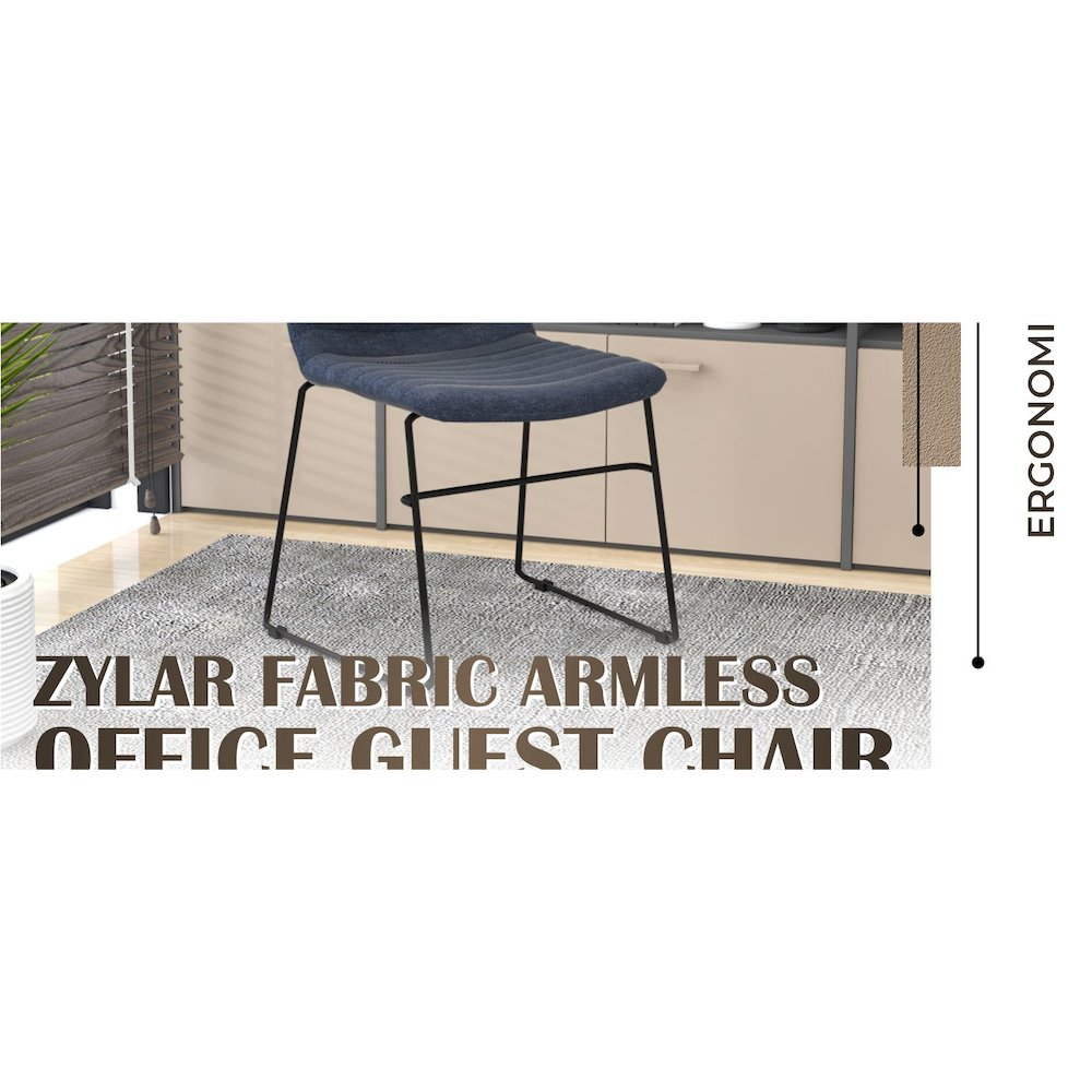 Zylar Series Office Guest Chair in Dark Blue Fabric. Picture 31