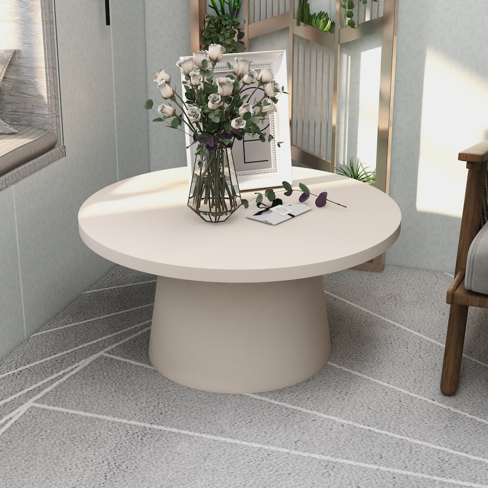 Dune Collection Fiberglass Outdoor Coffee Table In Grey. Picture 19