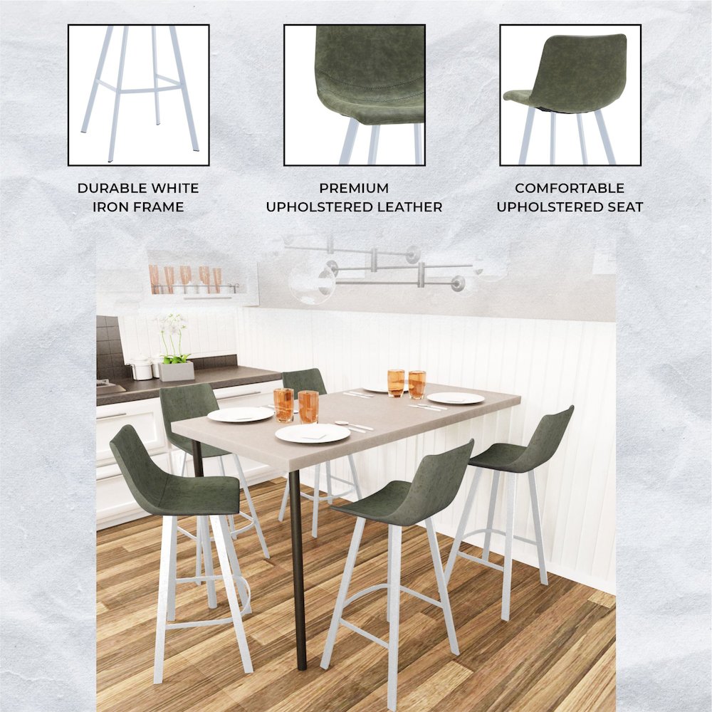 Elland - Bar stool - Olive Green- White Base. Picture 3