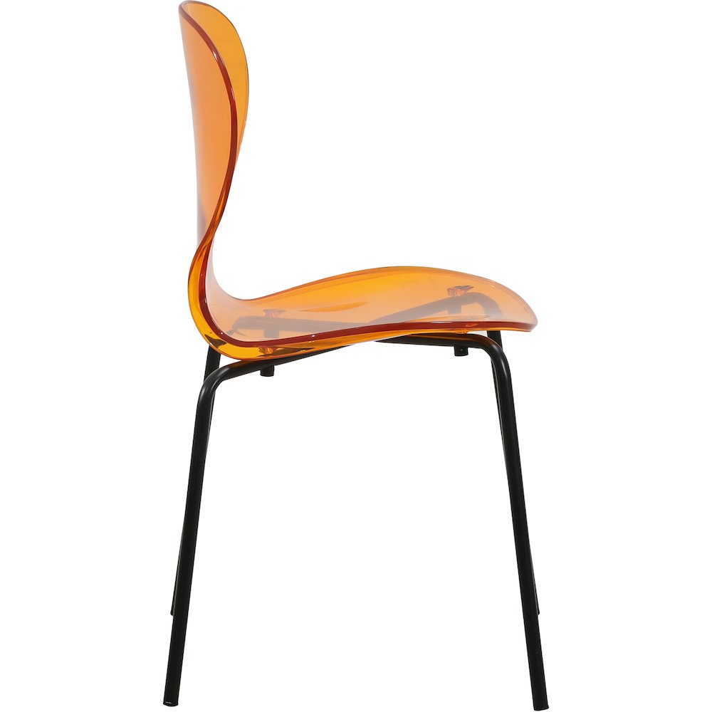 Modern Oyster Transparent Side Chair in Black Base Set of 4. Picture 8