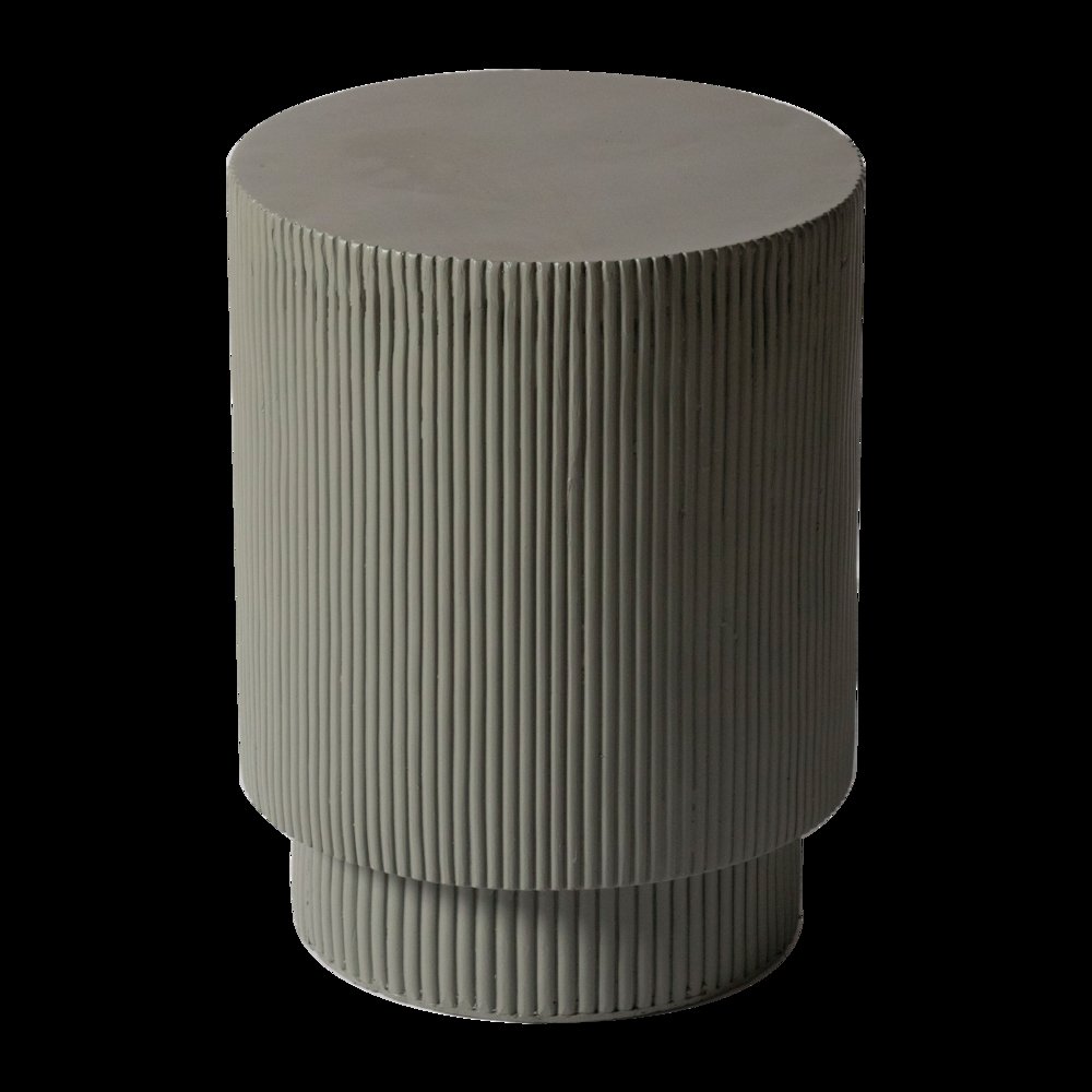 Eden Collection Fiberglass Outdoor Side Table in Grey. Picture 20