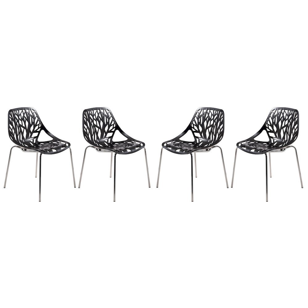 Modern Asbury Dining Chair w/ Chromed Legs, Set of 2. Picture 1