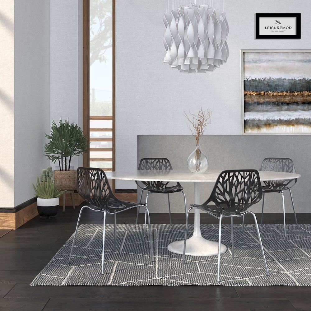 Modern Asbury Dining Chair w/ Chromed Legs, Set of 2. Picture 11