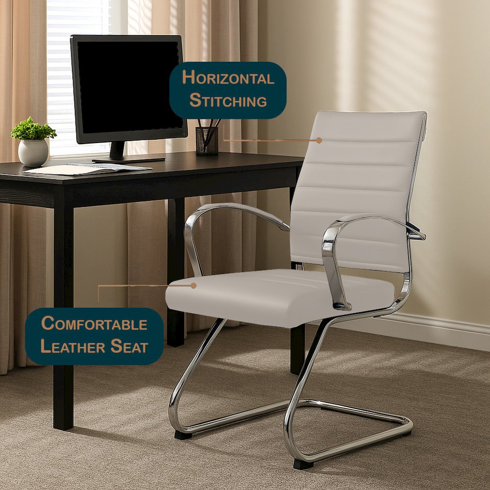 Benmar Home Leather Guest Office Chair in Tan. Picture 36
