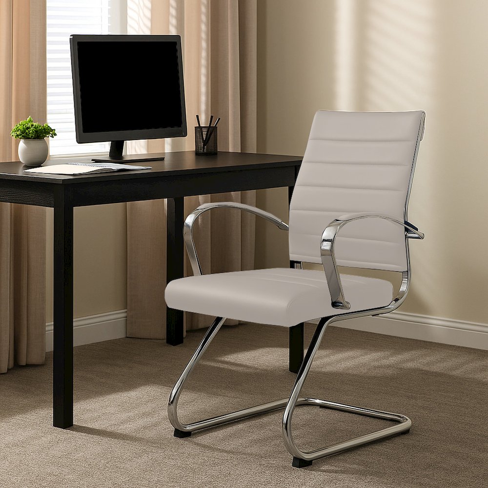 Benmar Home Leather Guest Office Chair in Tan. Picture 35