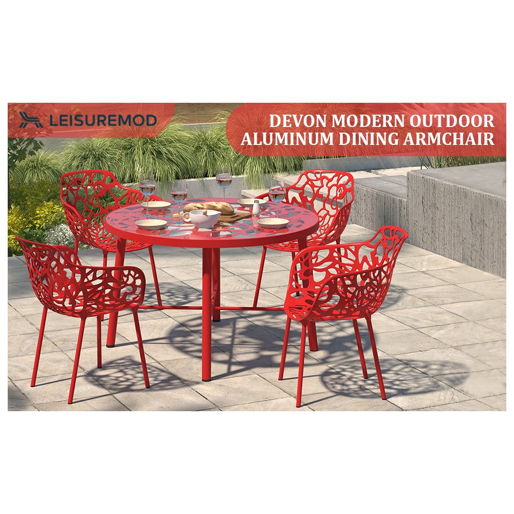 Modern Devon Aluminum Armchair, Set of 4. Picture 11