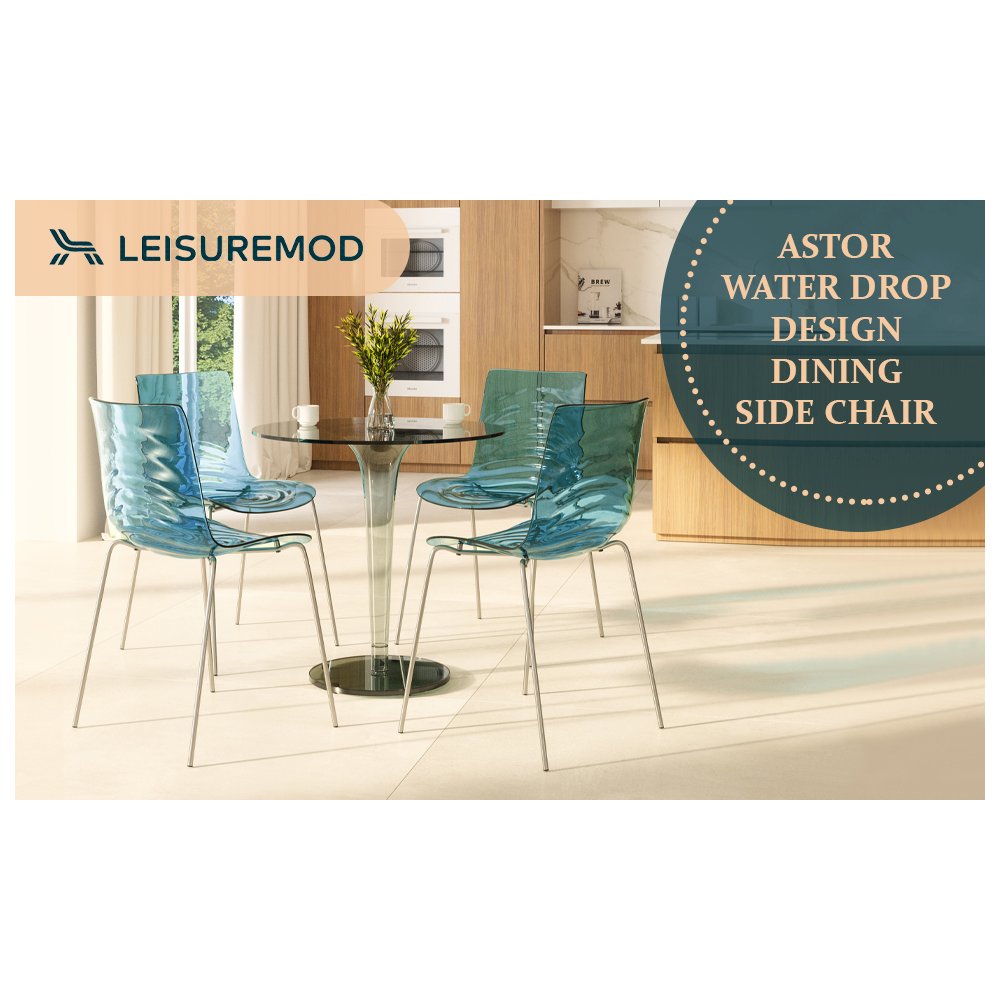 Astor Water Ripple Design Dining Chair Set of 4. Picture 10
