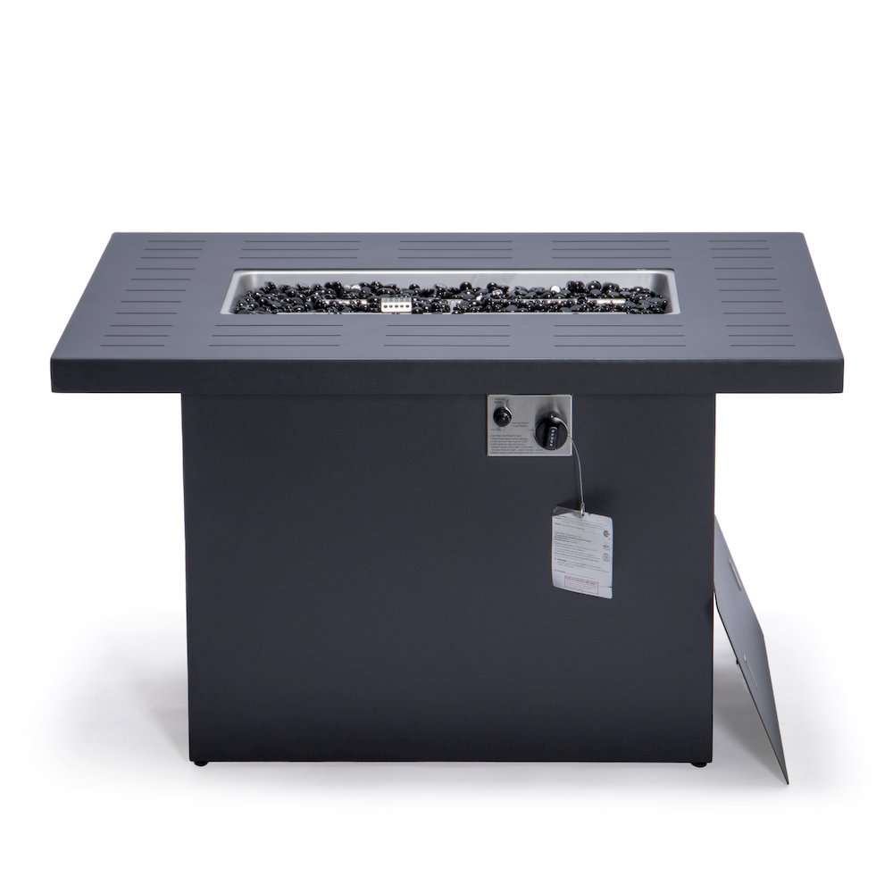 Chelsea 7-Piece Patio Sectional And Fire Pit Table Black Aluminum With Cushions. Picture 52