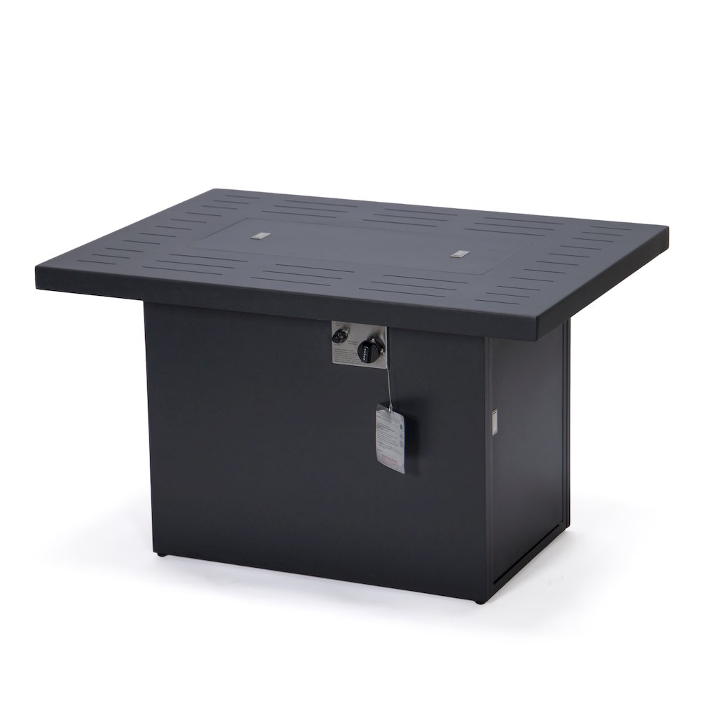 Chelsea 7-Piece Patio Sectional And Fire Pit Table Black Aluminum With Cushions. Picture 54