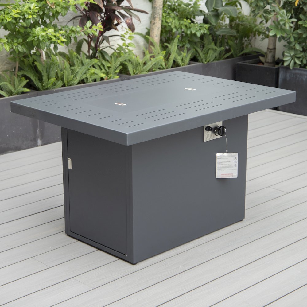 Chelsea 7-Piece Patio Sectional And Fire Pit Table Black Aluminum With Cushions. Picture 55