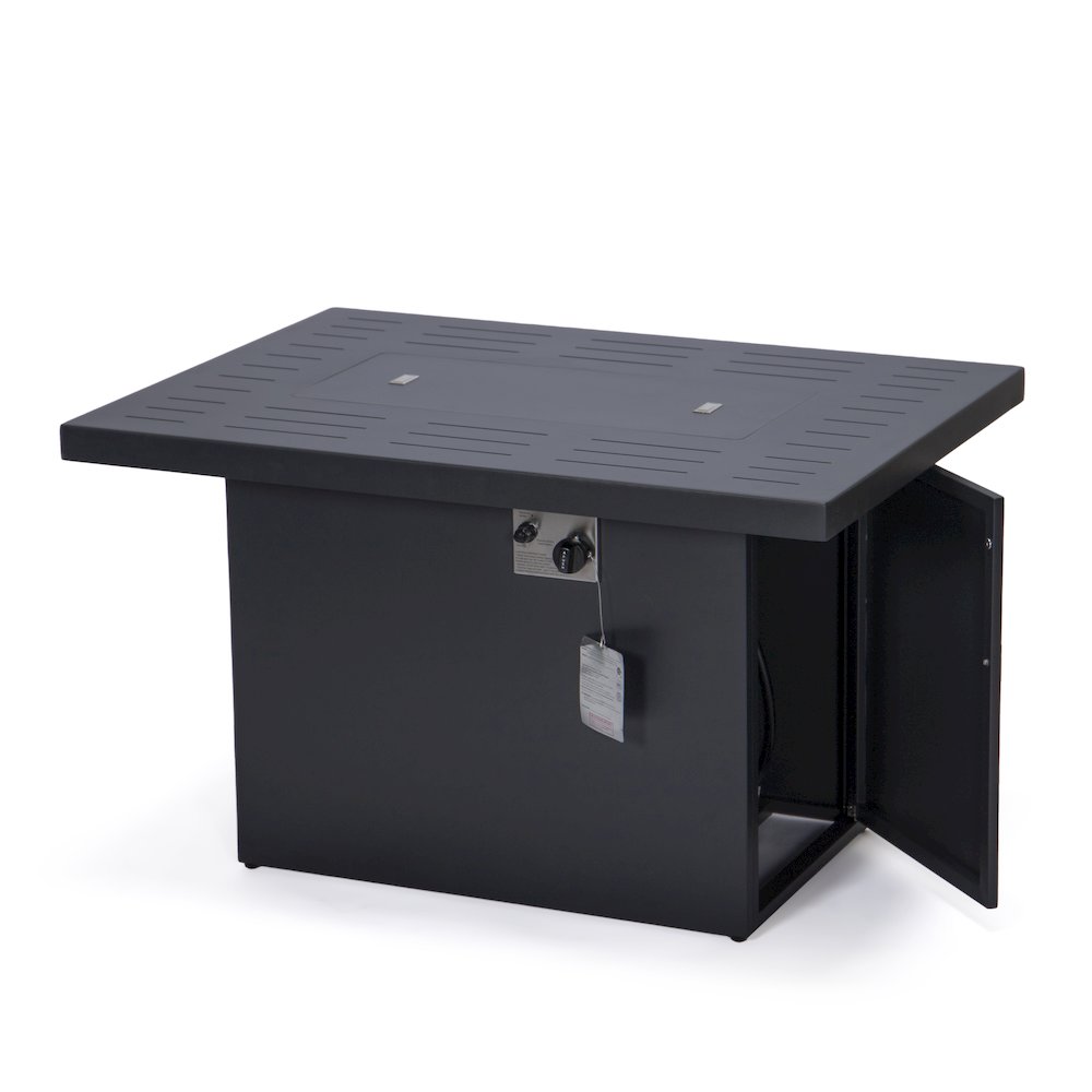 Chelsea 7-Piece Patio Sectional And Fire Pit Table Black Aluminum With Cushions. Picture 57
