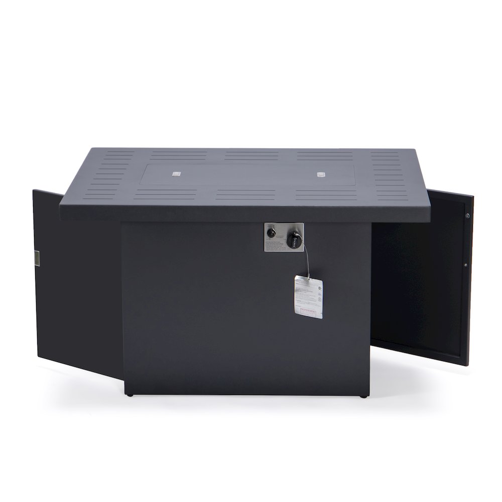 Chelsea 7-Piece Patio Sectional And Fire Pit Table Black Aluminum With Cushions. Picture 58