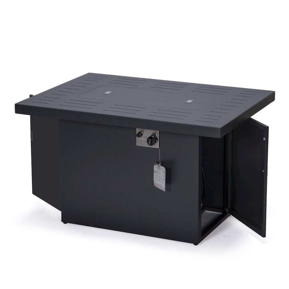 Chelsea 7-Piece Patio Sectional And Fire Pit Table Black Aluminum With Cushions. Picture 59