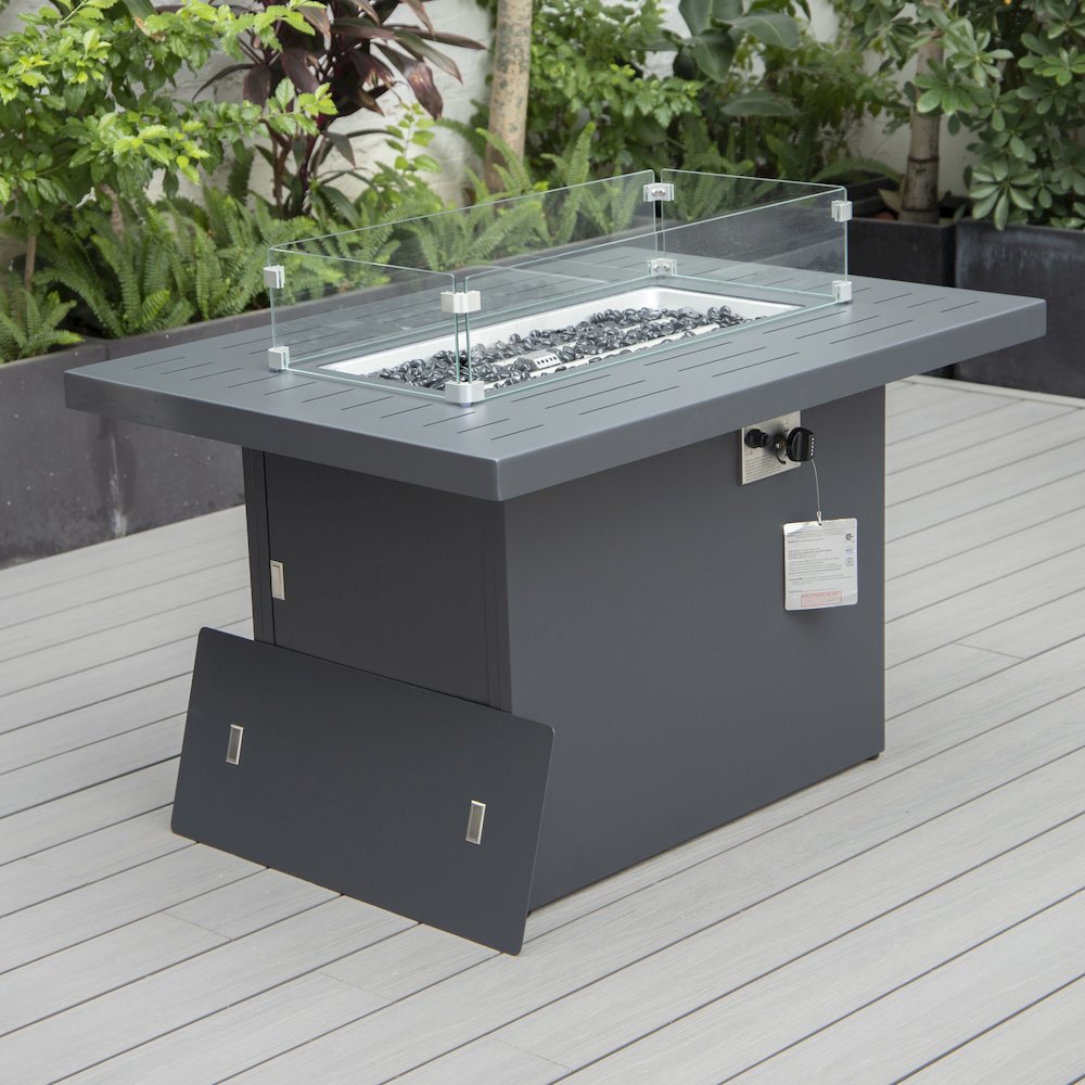 Chelsea 7-Piece Patio Sectional And Fire Pit Table Black Aluminum With Cushions. Picture 50