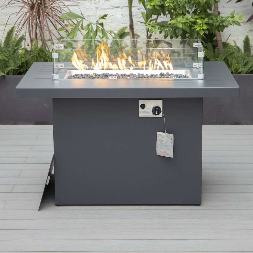 Chelsea 7-Piece Patio Sectional And Fire Pit Table Black Aluminum With Cushions. Picture 46