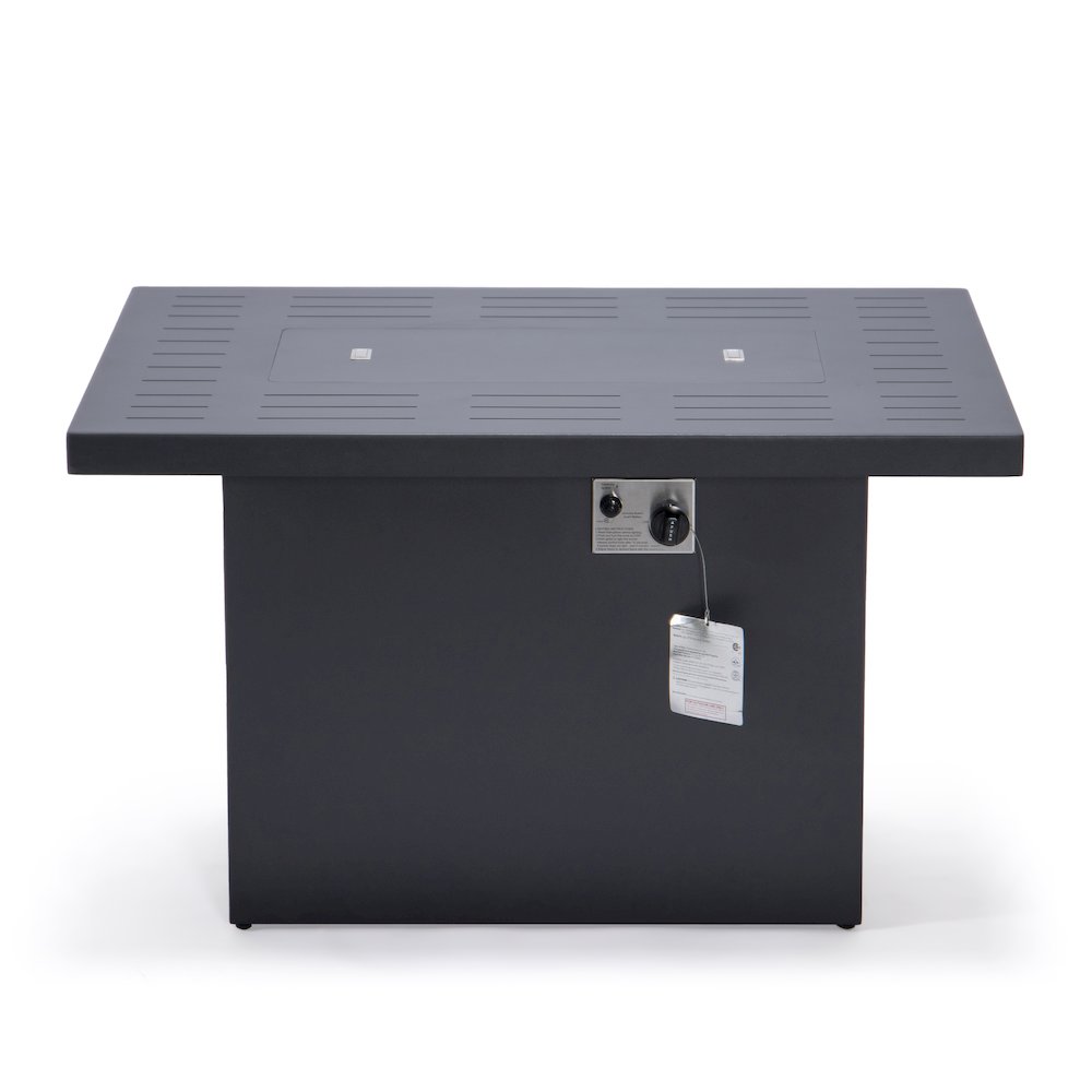 Chelsea 7-Piece Patio Sectional And Fire Pit Table Black Aluminum With Cushions. Picture 49