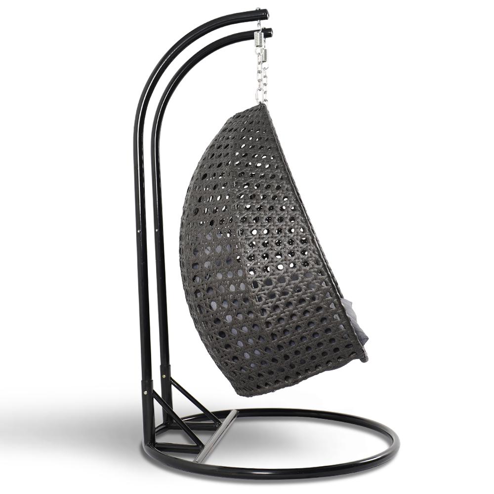 Wicker Hanging 2 person Egg Swing Chair With Outdoor Cover. Picture 3