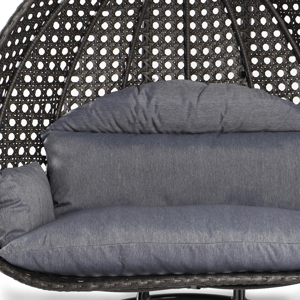 Wicker Hanging 2 person Egg Swing Chair With Outdoor Cover. Picture 6