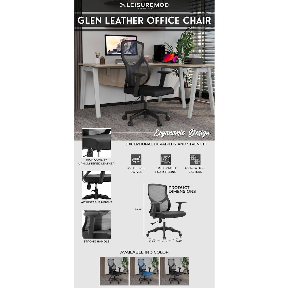 Office Glen Series Office Task Chair In Grey. Picture 3