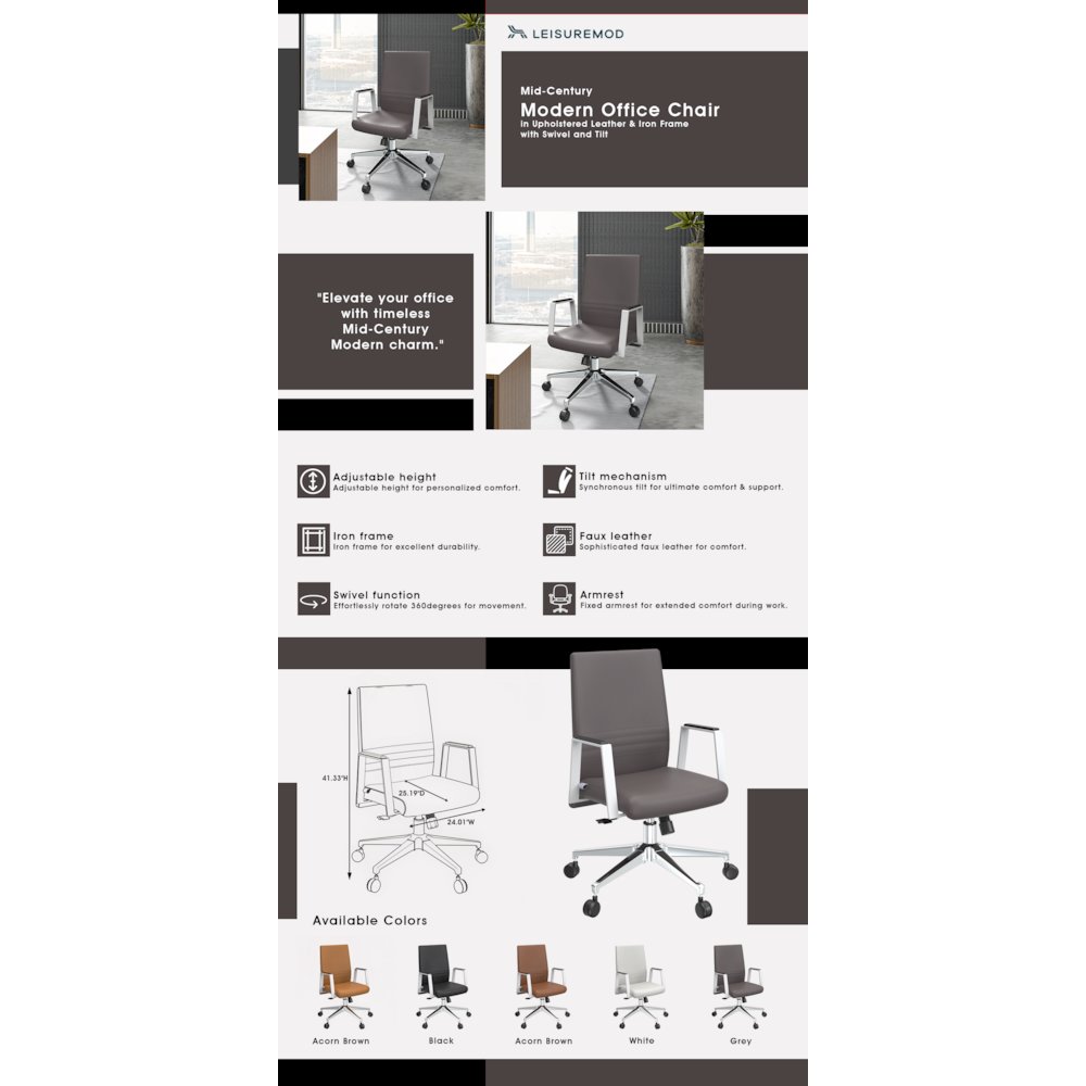 Aleen Office Chair in Grey. Picture 5