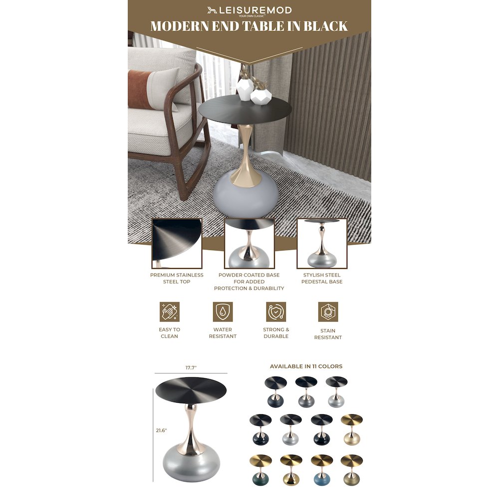 Savoy Collection Modern End Table In Silver. Picture 27
