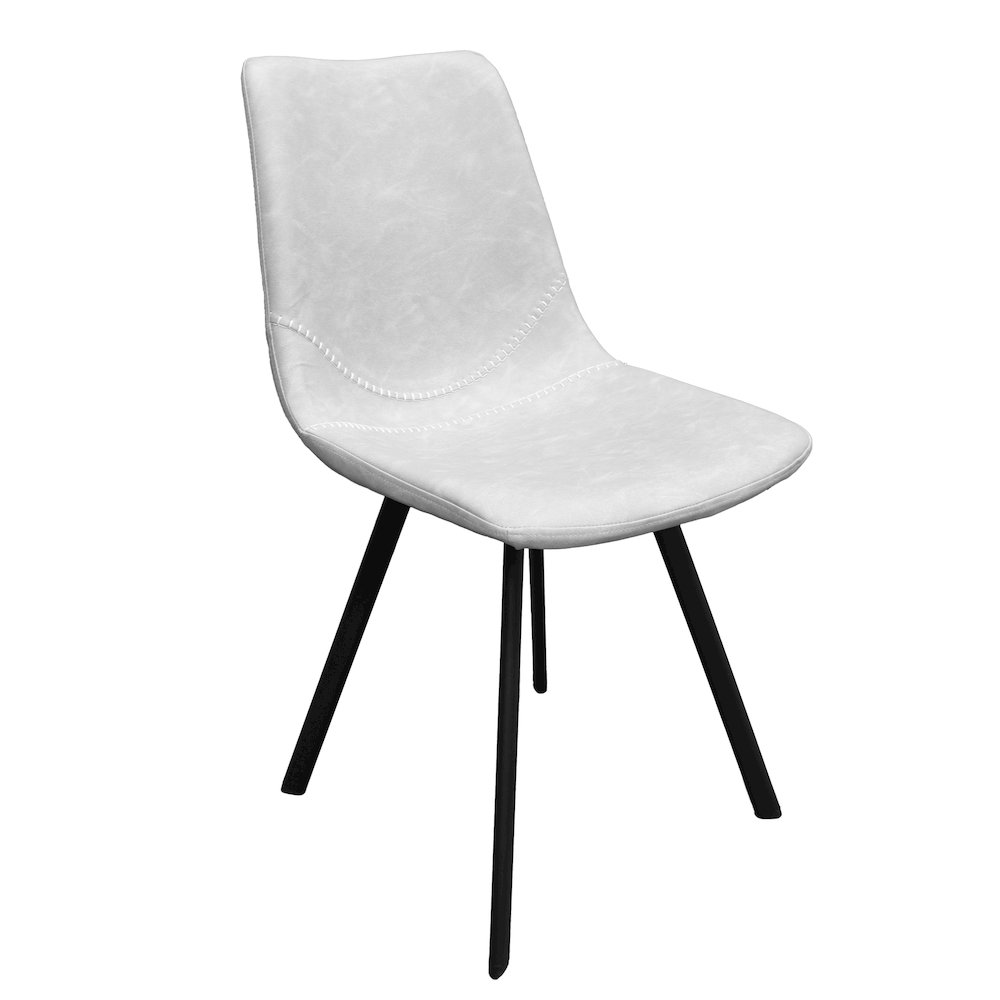 Markley Modern Leather Dining Chair With Metal Legs Set of 2, Light Grey. Picture 9
