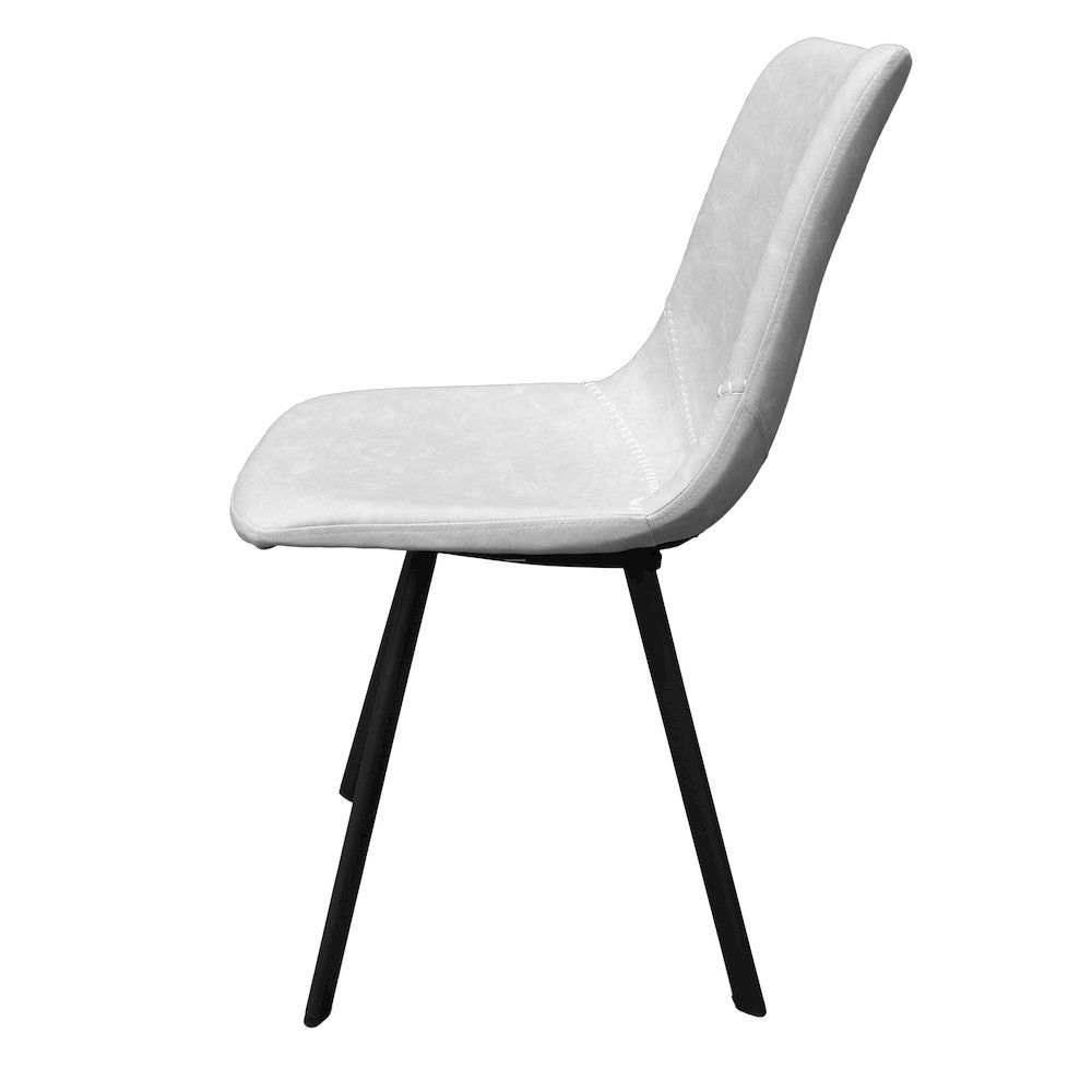 Markley Modern Leather Dining Chair With Metal Legs Set of 2, Light Grey. Picture 11