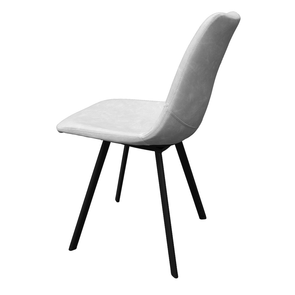 Markley Modern Leather Dining Chair With Metal Legs Set of 2, Light Grey. Picture 12