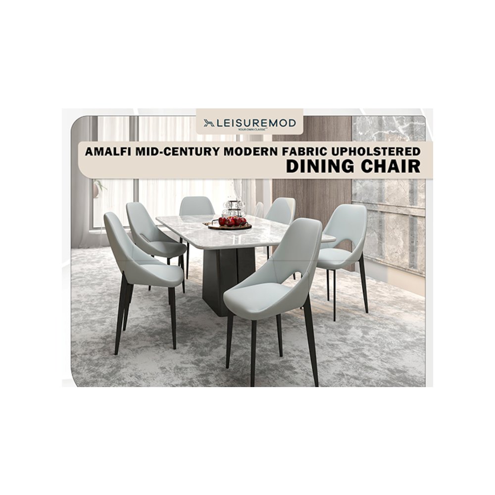 Amalfi Collection Modern Fabric Dining Chair in Coconut White. Picture 40