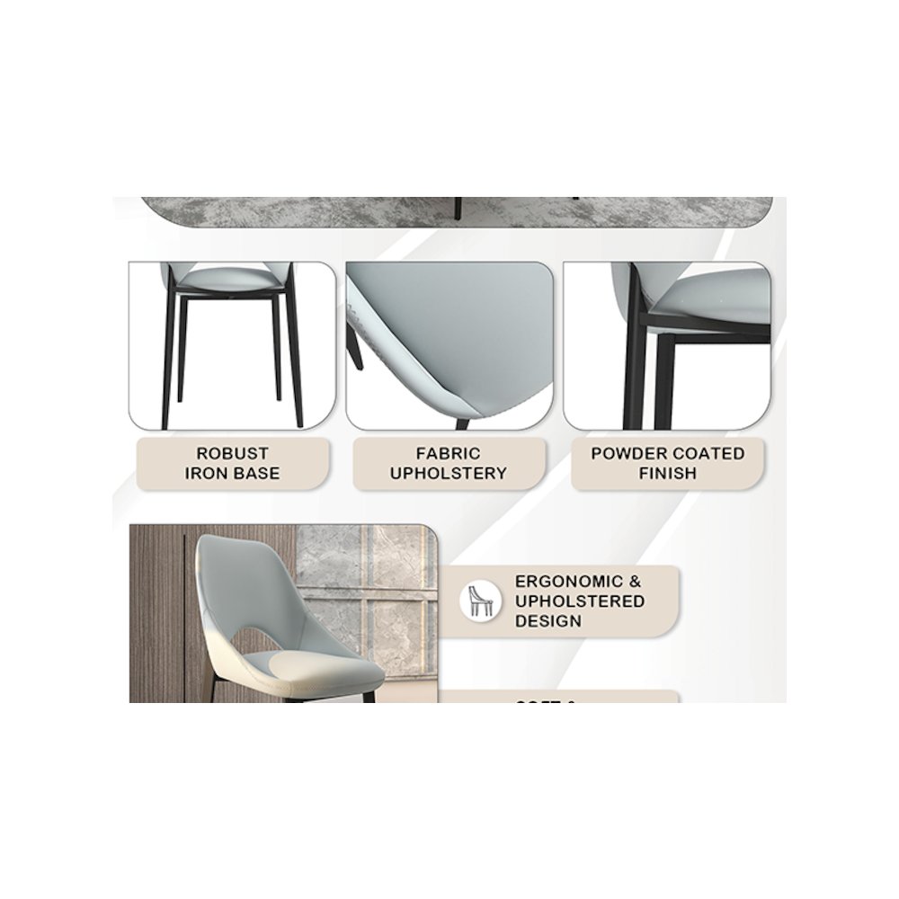 Amalfi Collection Modern Fabric Dining Chair in Coconut White. Picture 38