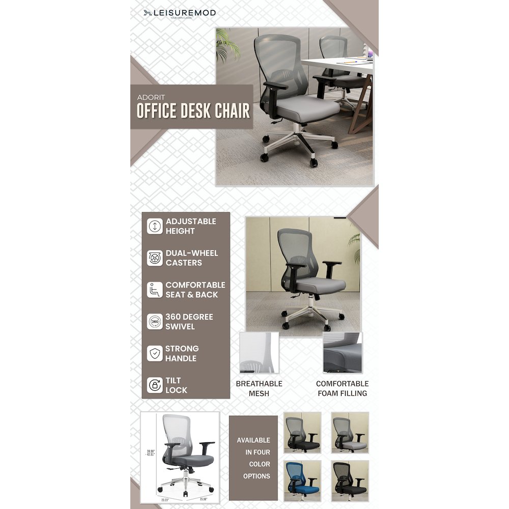 Office Adorit Series Office Task Chair In Grey. Picture 40