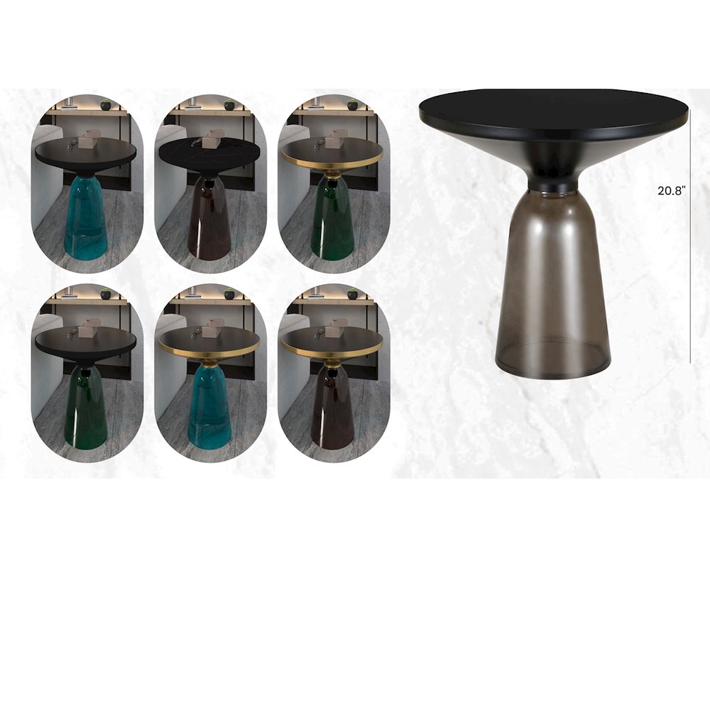 Tully Collection Glass side Table Grey glass, Black Rim with Black Glass top. Picture 21