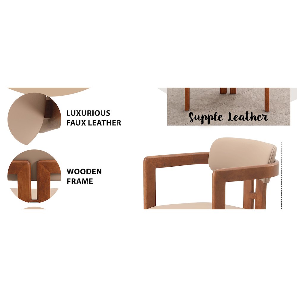 Velo Series Modern Dining Cha...rk Natural Wood with Taupe Seat Set of 4. Picture 22