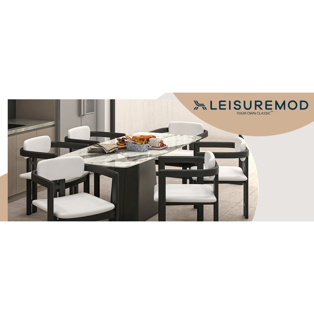 Velo Series Modern Dining Cha...Black Wood with Off White Seat Set of 4. Picture 20