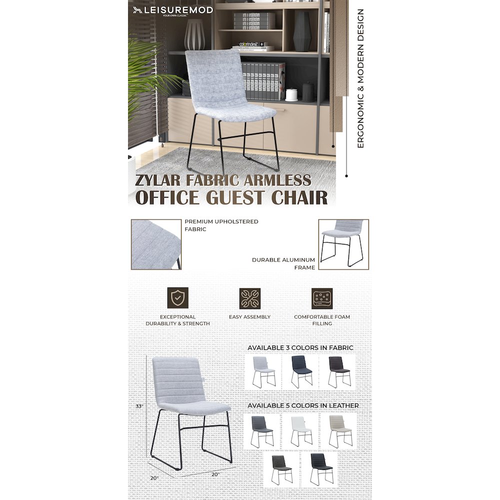 Zylar Series Office Guest Chair in Grey Fabric. Picture 9