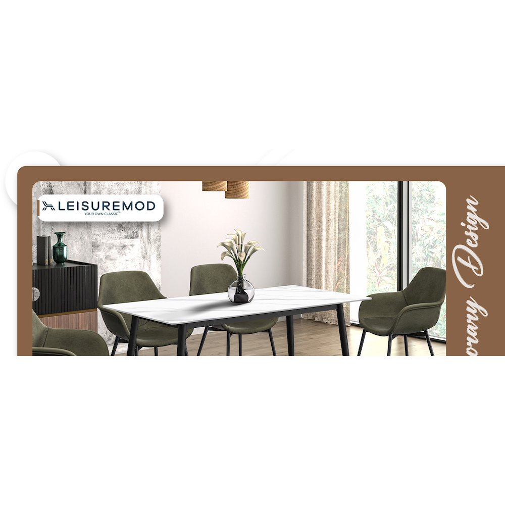 Zayle Series Modern Dining Table Black Base, With 71 White Sintered Stone Top. Picture 20