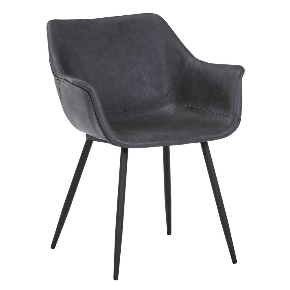 Markley Modern Leather Dining Arm Chair With Metal Legs. Picture 3