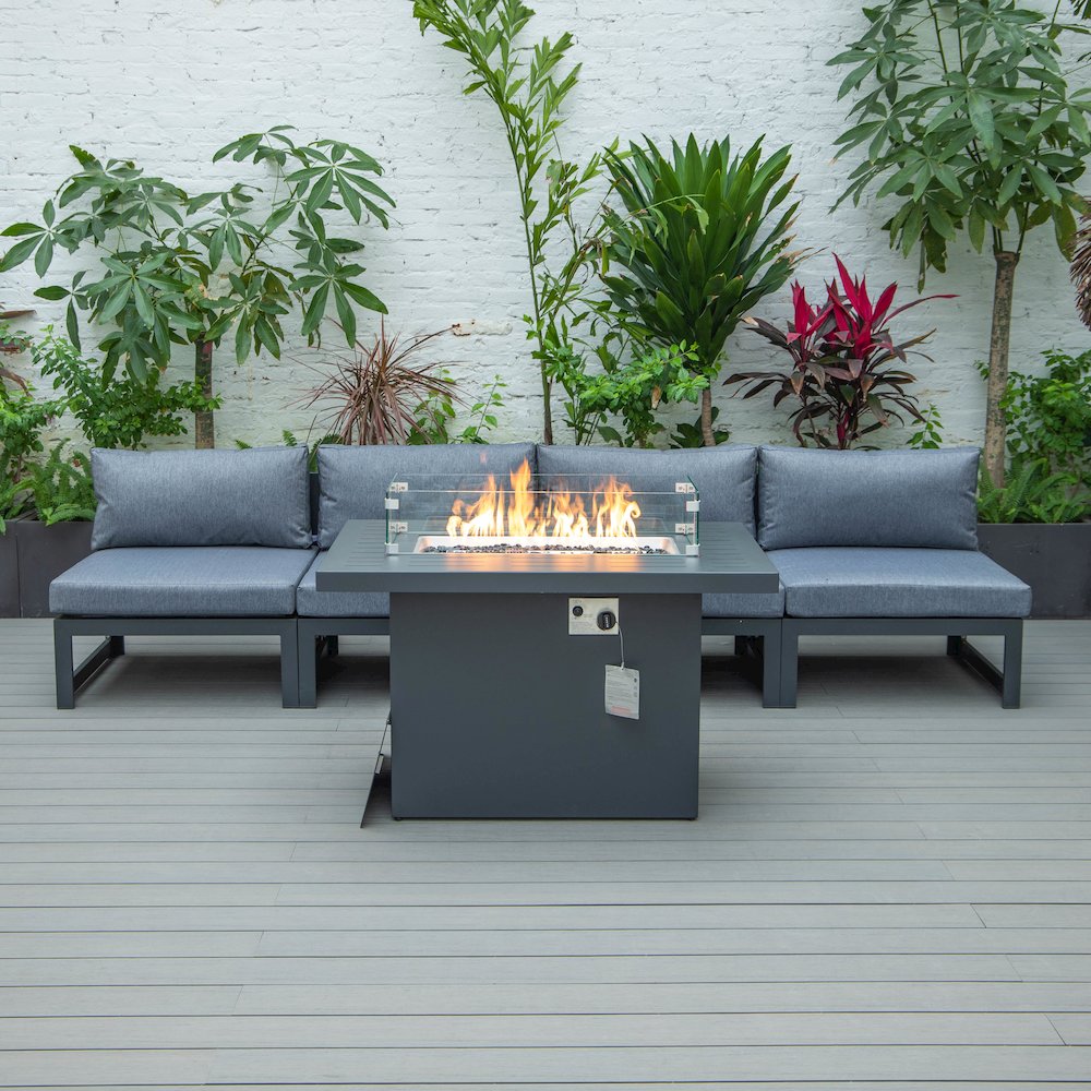 Chelsea 5-Piece Middle Patio Chairs and Fire Pit Table. Picture 8