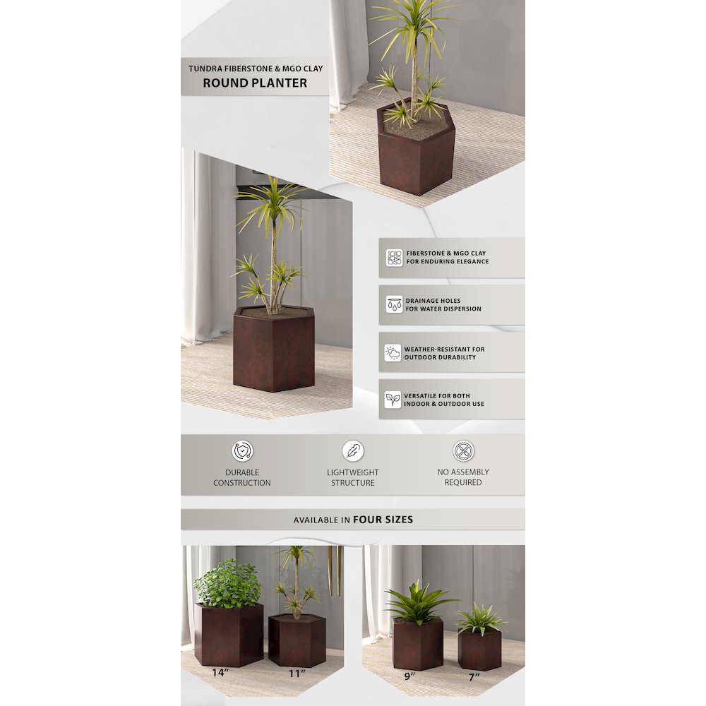 Thicket Series Poly Stone Planter in Brown 11 High. Picture 12